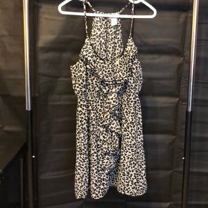 Animal print dress with ruffles